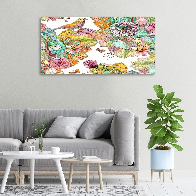 Canvas wall art Bird and ornaments