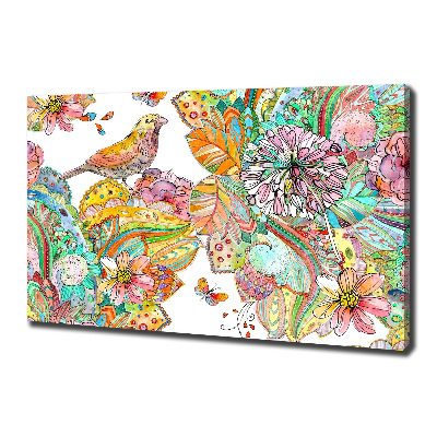 Canvas wall art Bird and ornaments