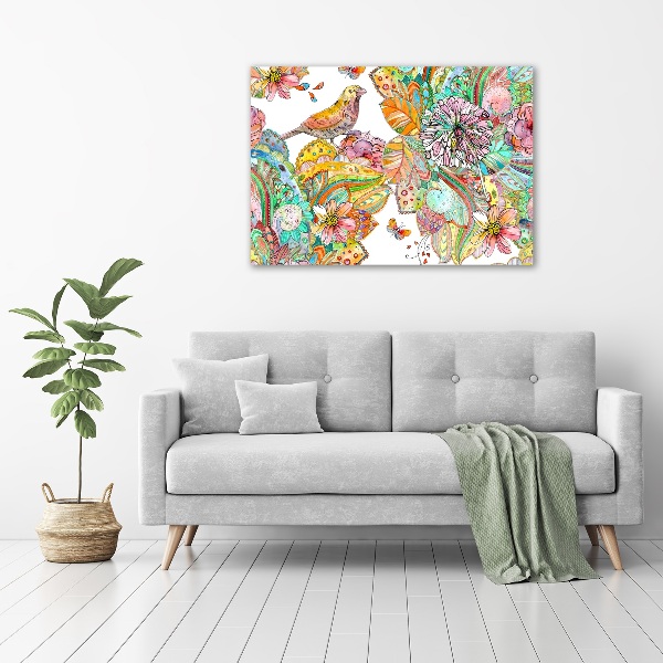 Canvas wall art Bird and ornaments