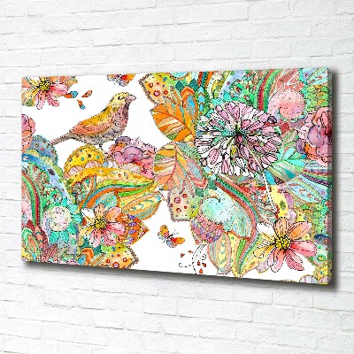 Canvas wall art Bird and ornaments