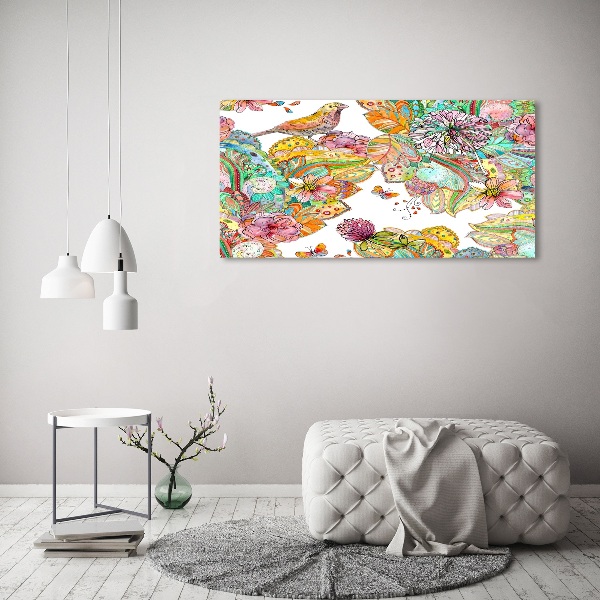 Canvas wall art Bird and ornaments