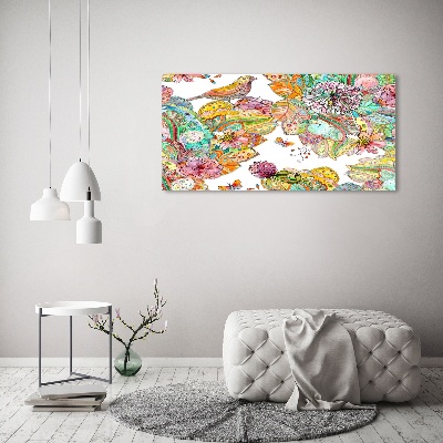 Canvas wall art Bird and ornaments