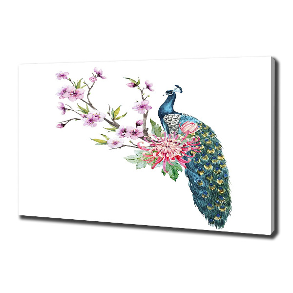 Canvas wall art Paw and flowers