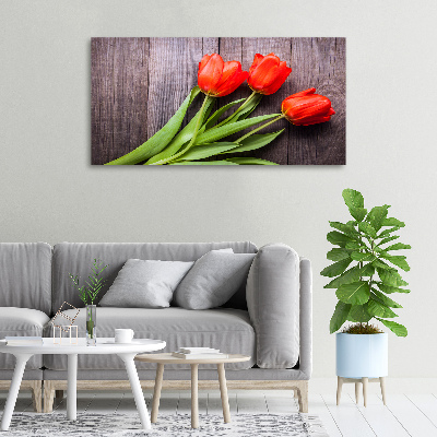 Canvas wall art Red tulips