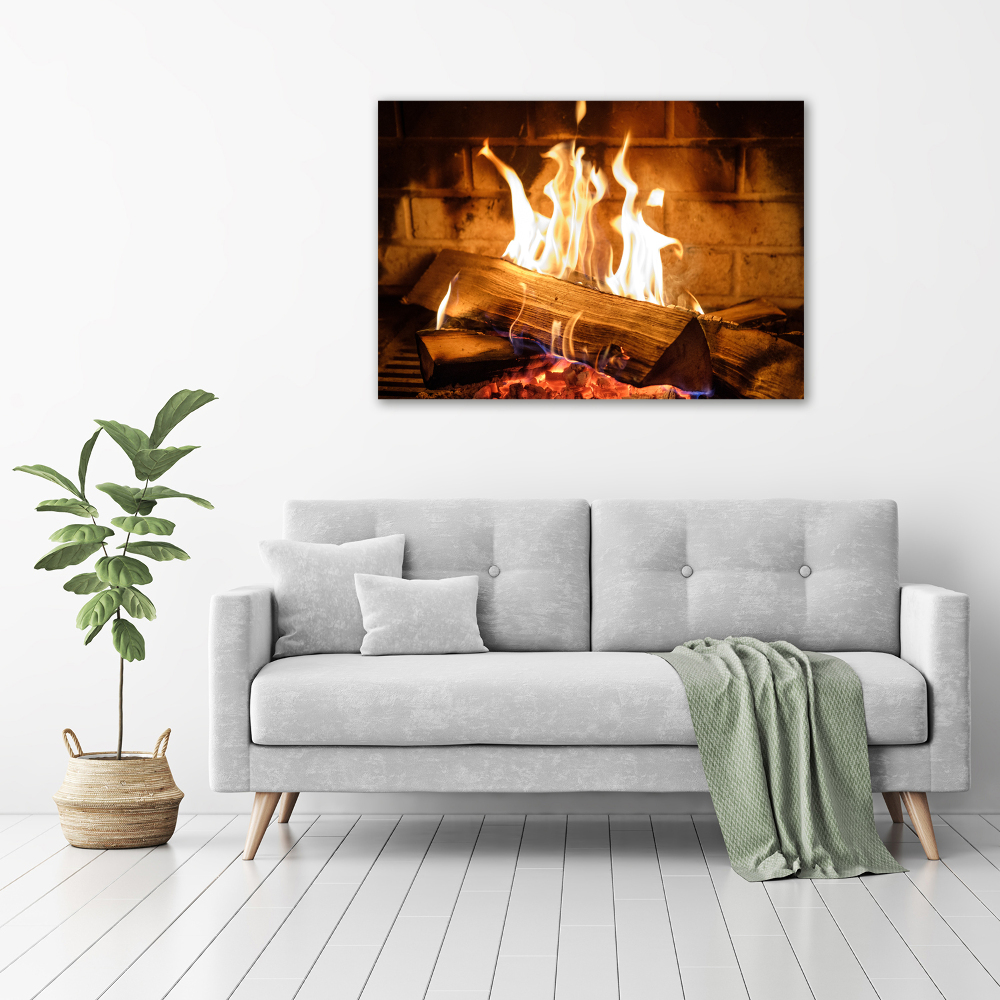 Canvas wall art Wood in the fireplace