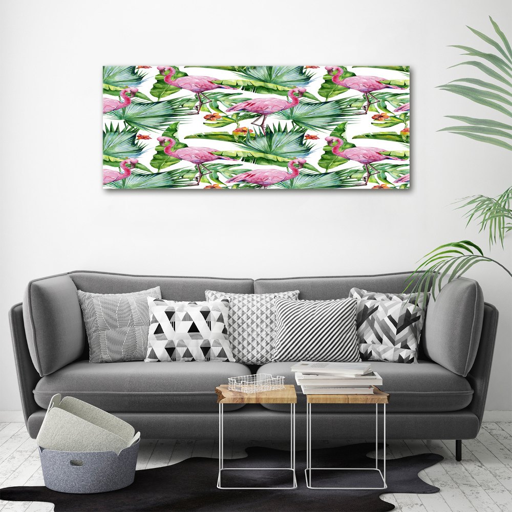 Canvas wall art Plants flamingos