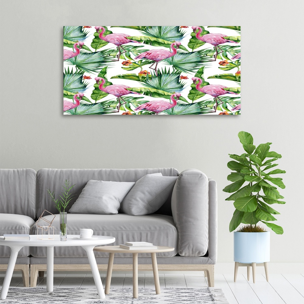 Canvas wall art Plants flamingos