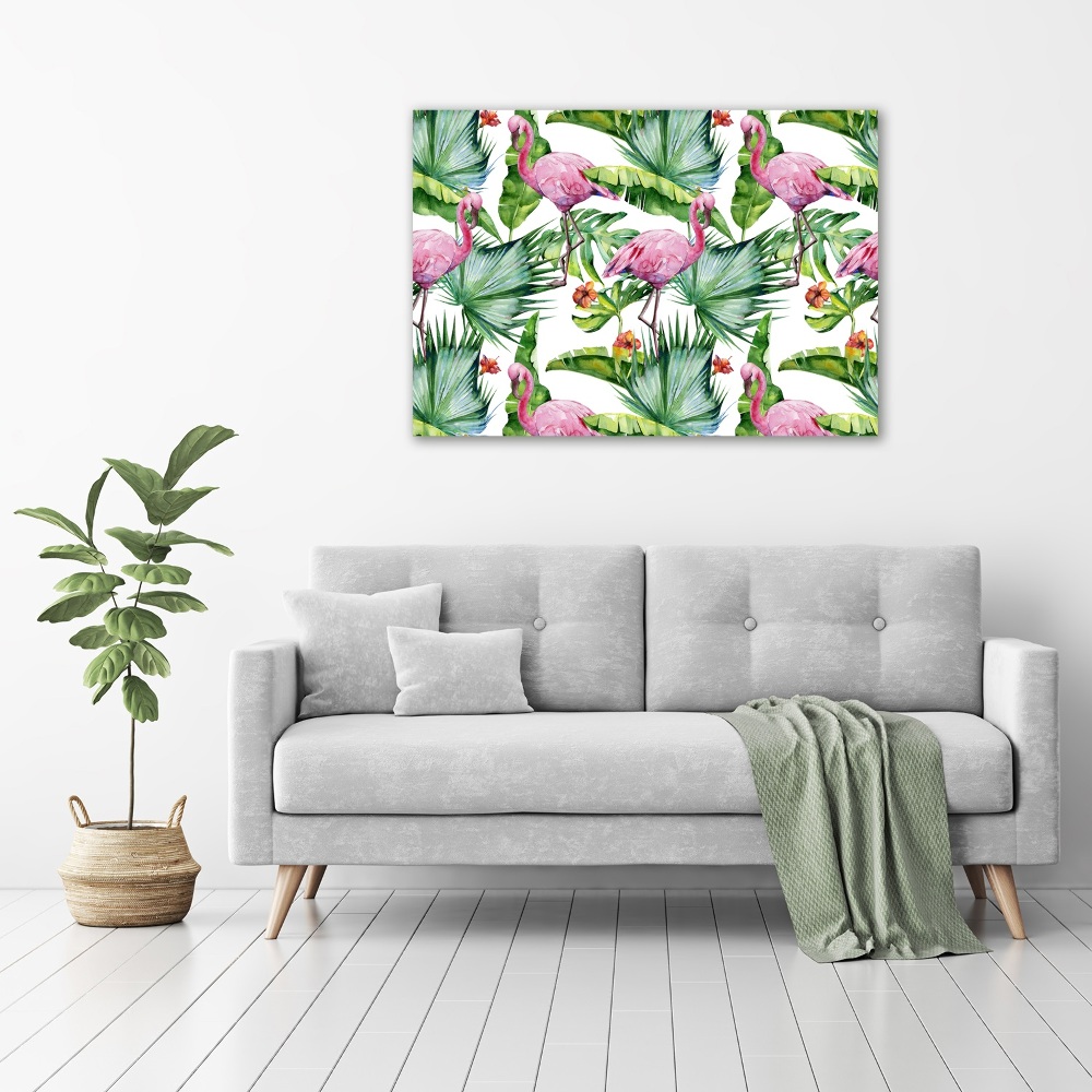 Canvas wall art Plants flamingos