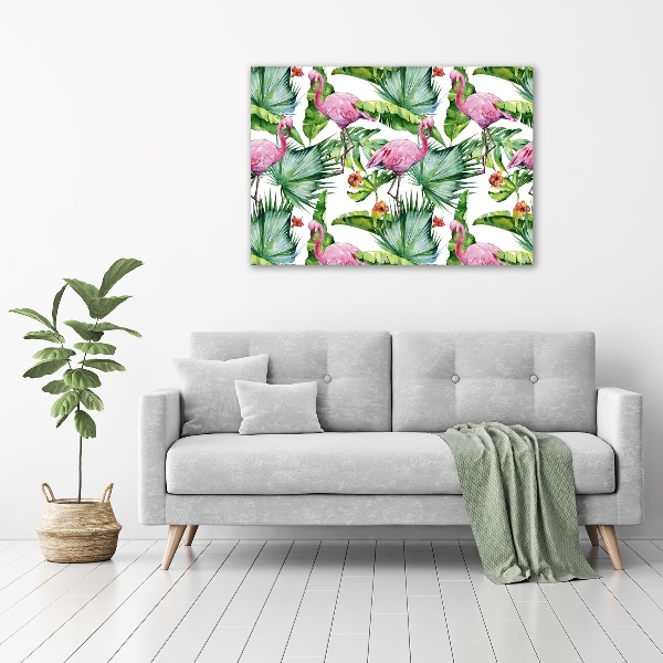 Canvas wall art Plants flamingos