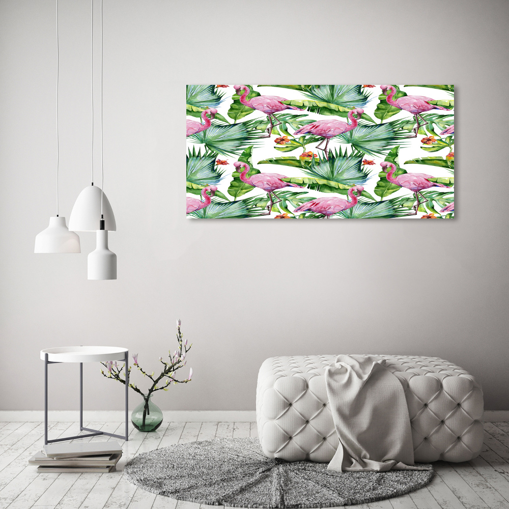 Canvas wall art Plants flamingos