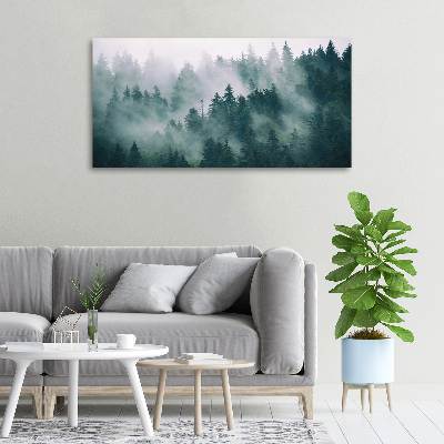 Canvas wall art Fog over the forest