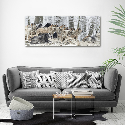 Canvas print Wolves in winter