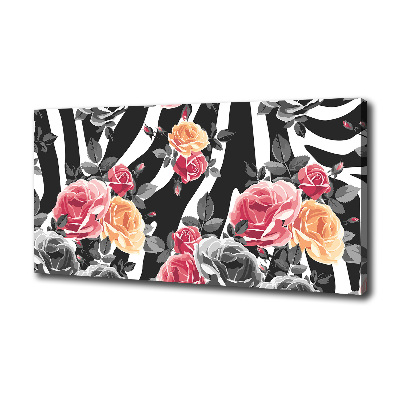 Canvas wall art Roses in the background zebra