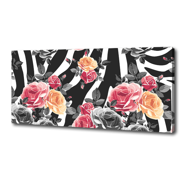 Canvas wall art Roses in the background zebra