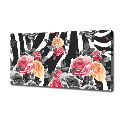 Canvas wall art Roses in the background zebra