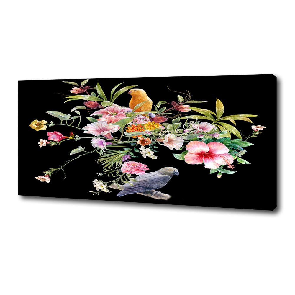 Canvas wall art Flowers and birds