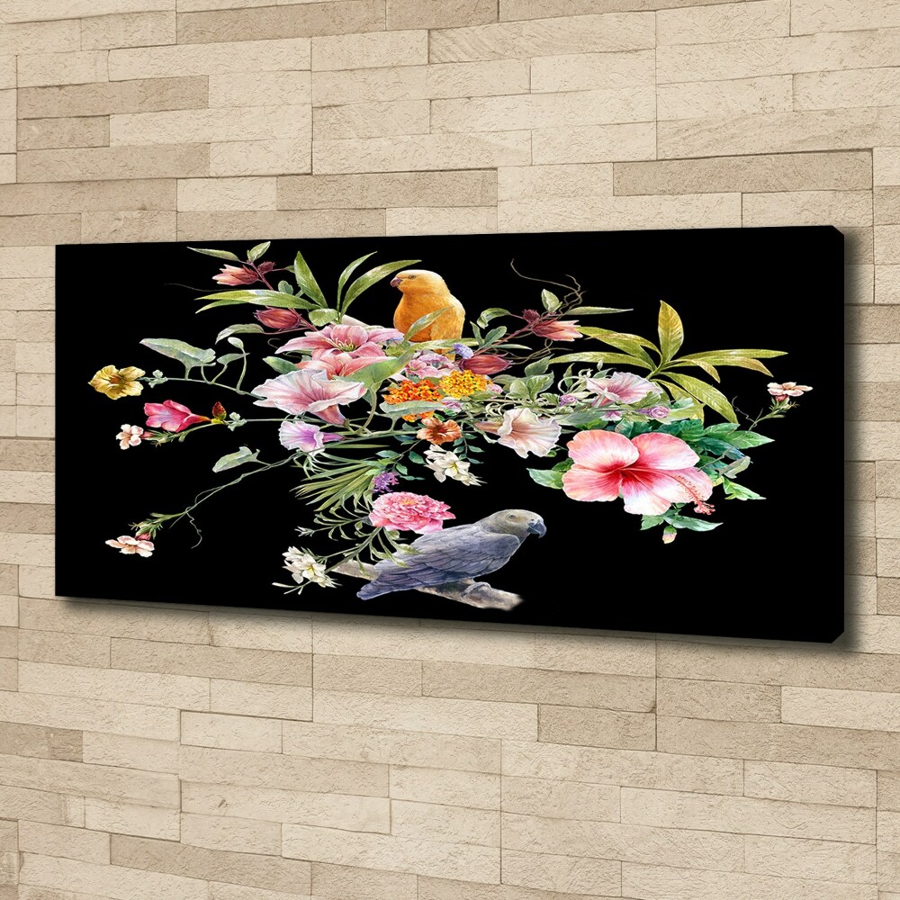 Canvas wall art Flowers and birds