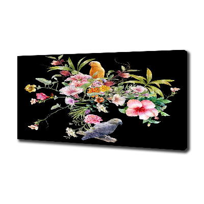 Canvas wall art Flowers and birds