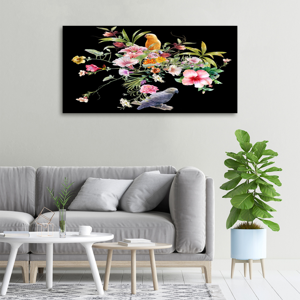 Canvas wall art Flowers and birds