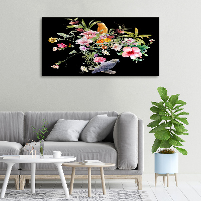 Canvas wall art Flowers and birds