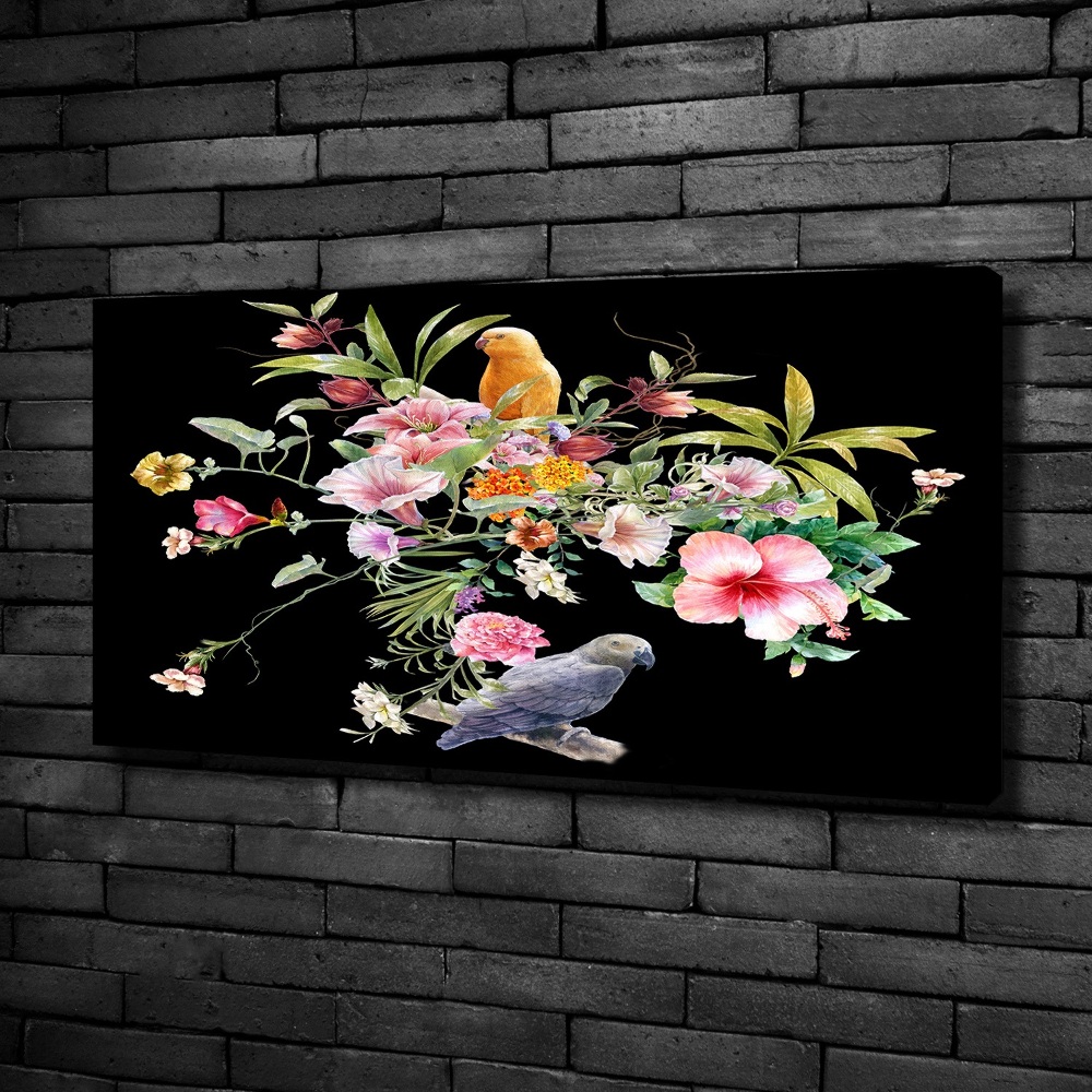 Canvas wall art Flowers and birds