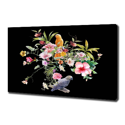 Canvas wall art Flowers and birds