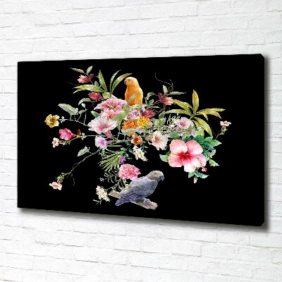 Canvas wall art Flowers and birds