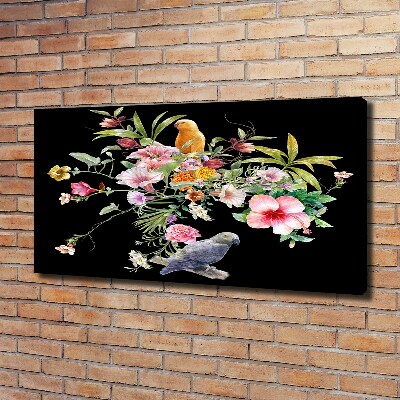 Canvas wall art Flowers and birds