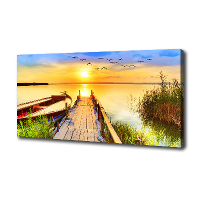 Canvas wall art Boat and pier