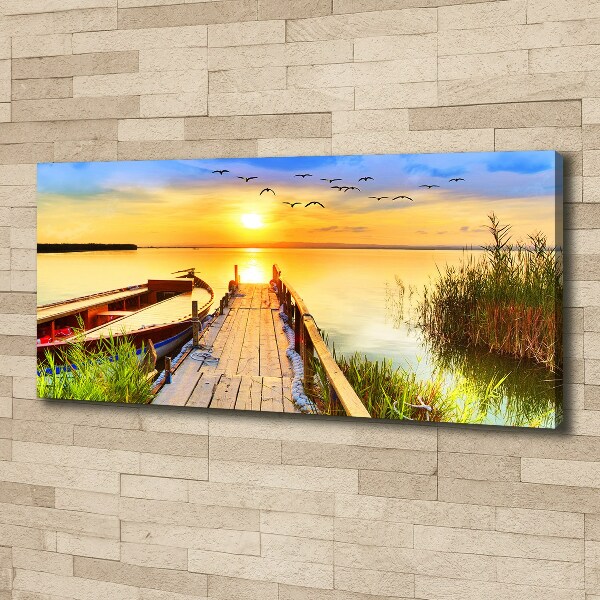 Canvas wall art Boat and pier