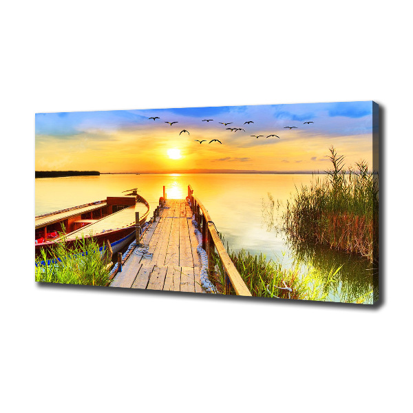 Canvas wall art Boat and pier