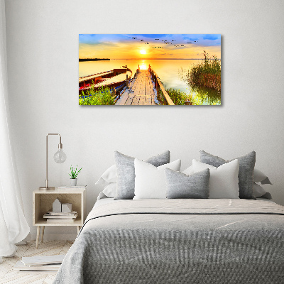 Canvas wall art Boat and pier