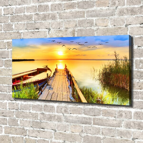 Canvas wall art Boat and pier