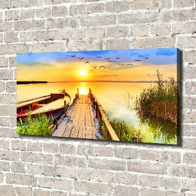 Canvas wall art Boat and pier