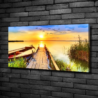 Canvas wall art Boat and pier