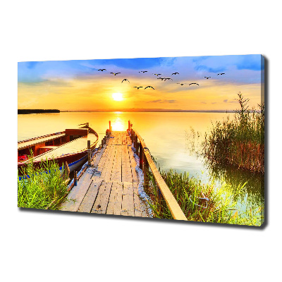 Canvas wall art Boat and pier