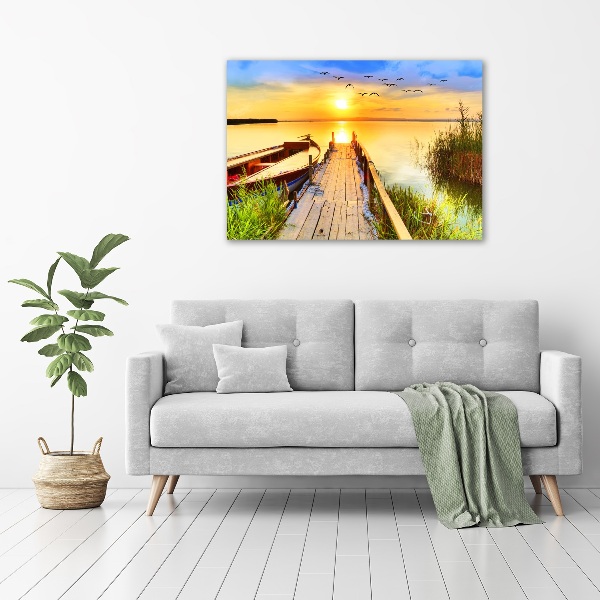 Canvas wall art Boat and pier