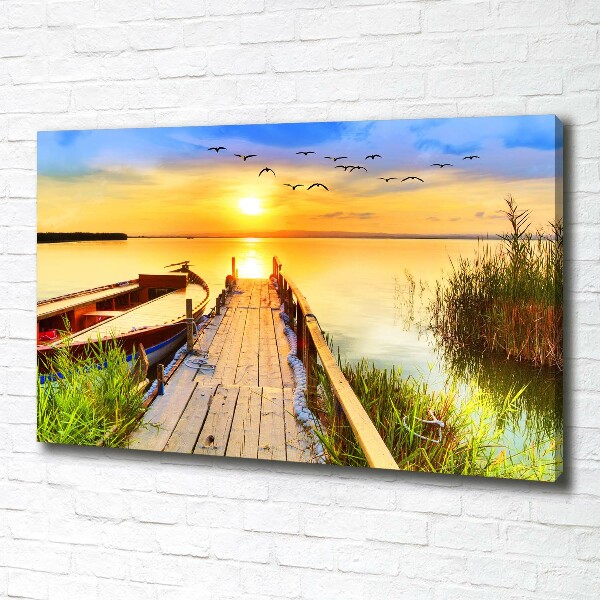 Canvas wall art Boat and pier