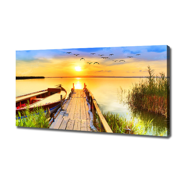 Canvas wall art Boat and pier