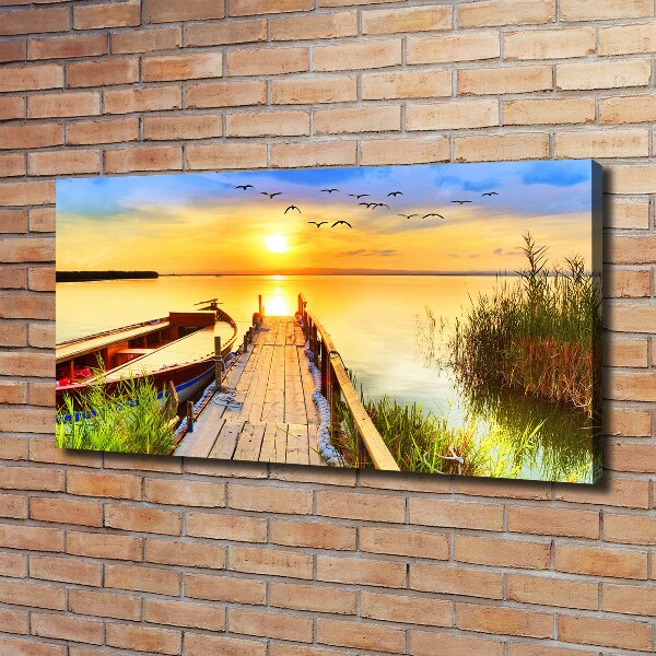 Canvas wall art Boat and pier