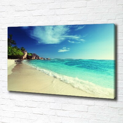 Canvas wall art Seychelles beach