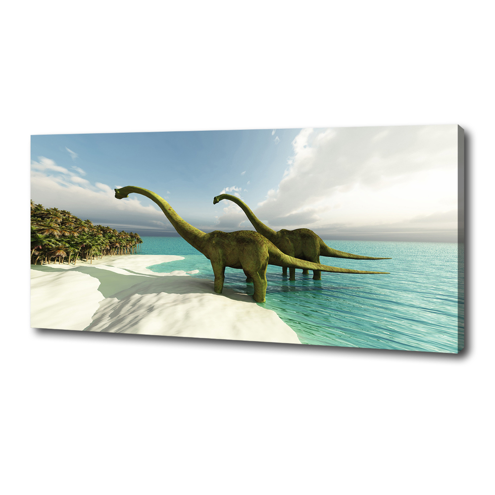 Large canvas wall art Dinosaurs on the beach