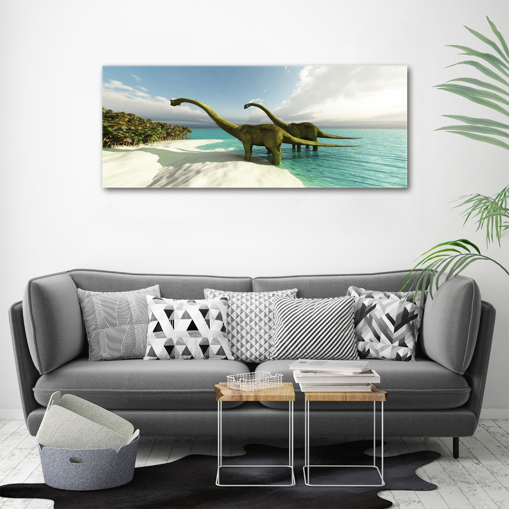 Large canvas wall art Dinosaurs on the beach