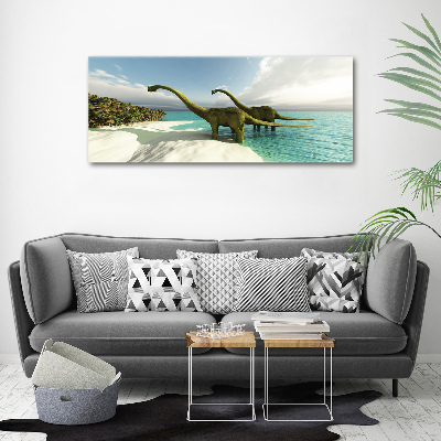 Large canvas wall art Dinosaurs on the beach