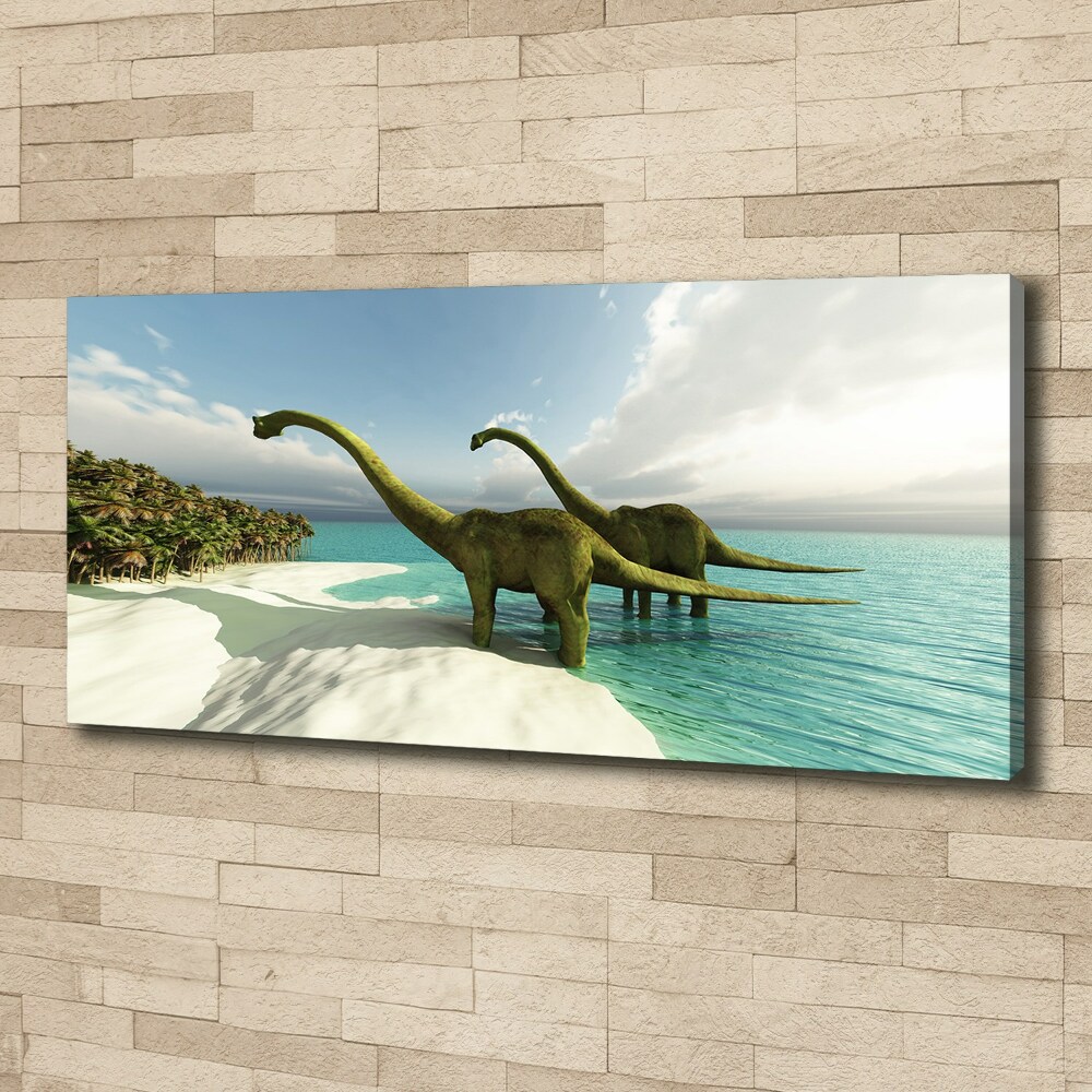 Large canvas wall art Dinosaurs on the beach