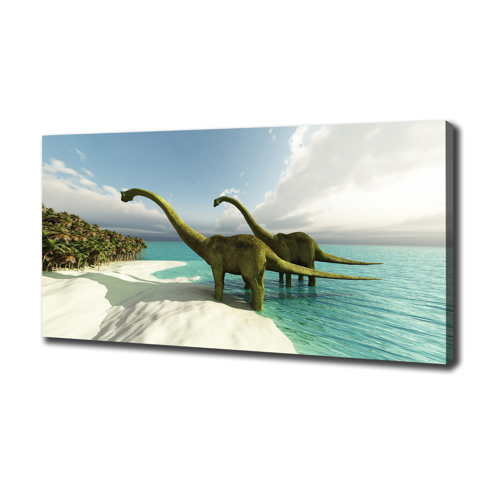 Large canvas wall art Dinosaurs on the beach