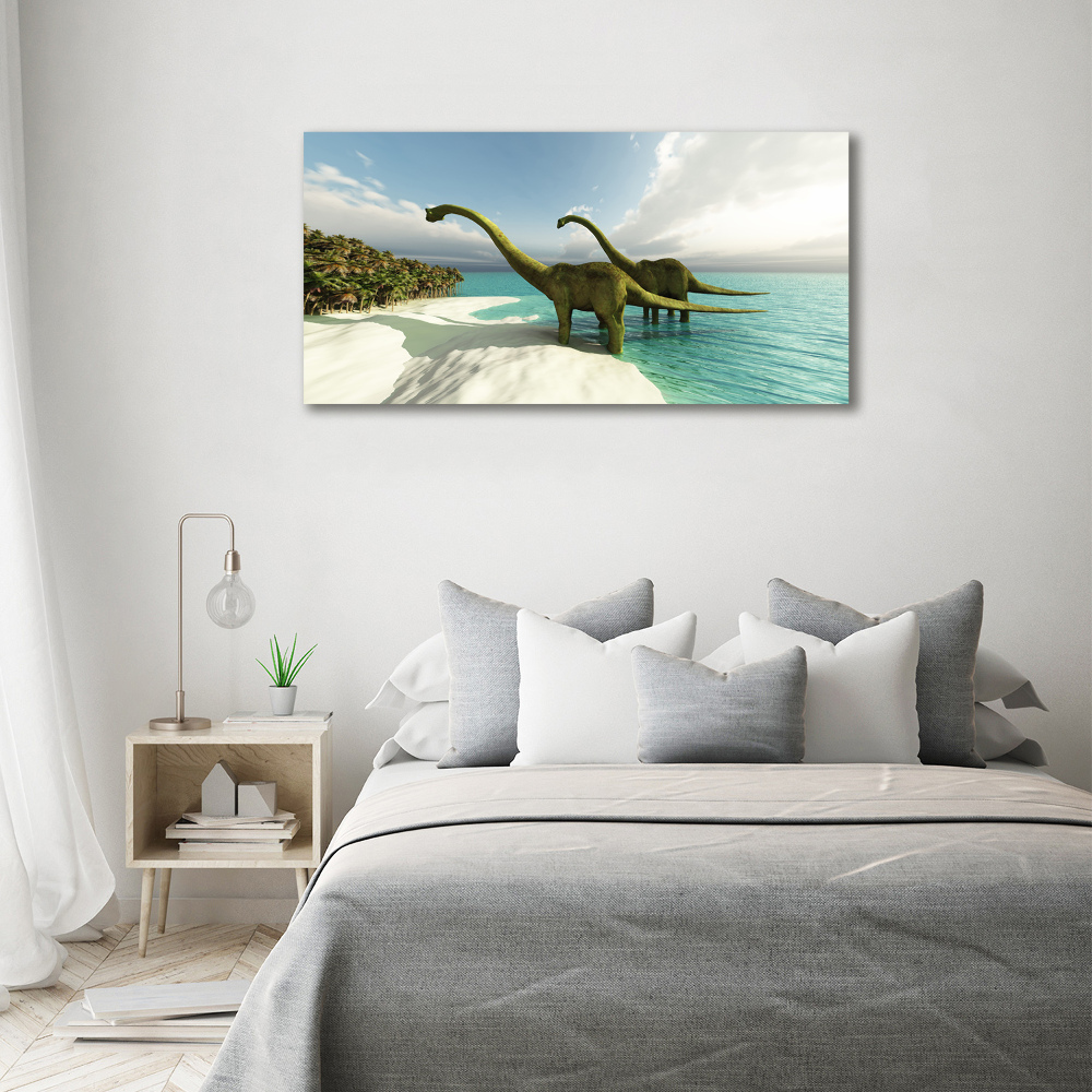 Large canvas wall art Dinosaurs on the beach