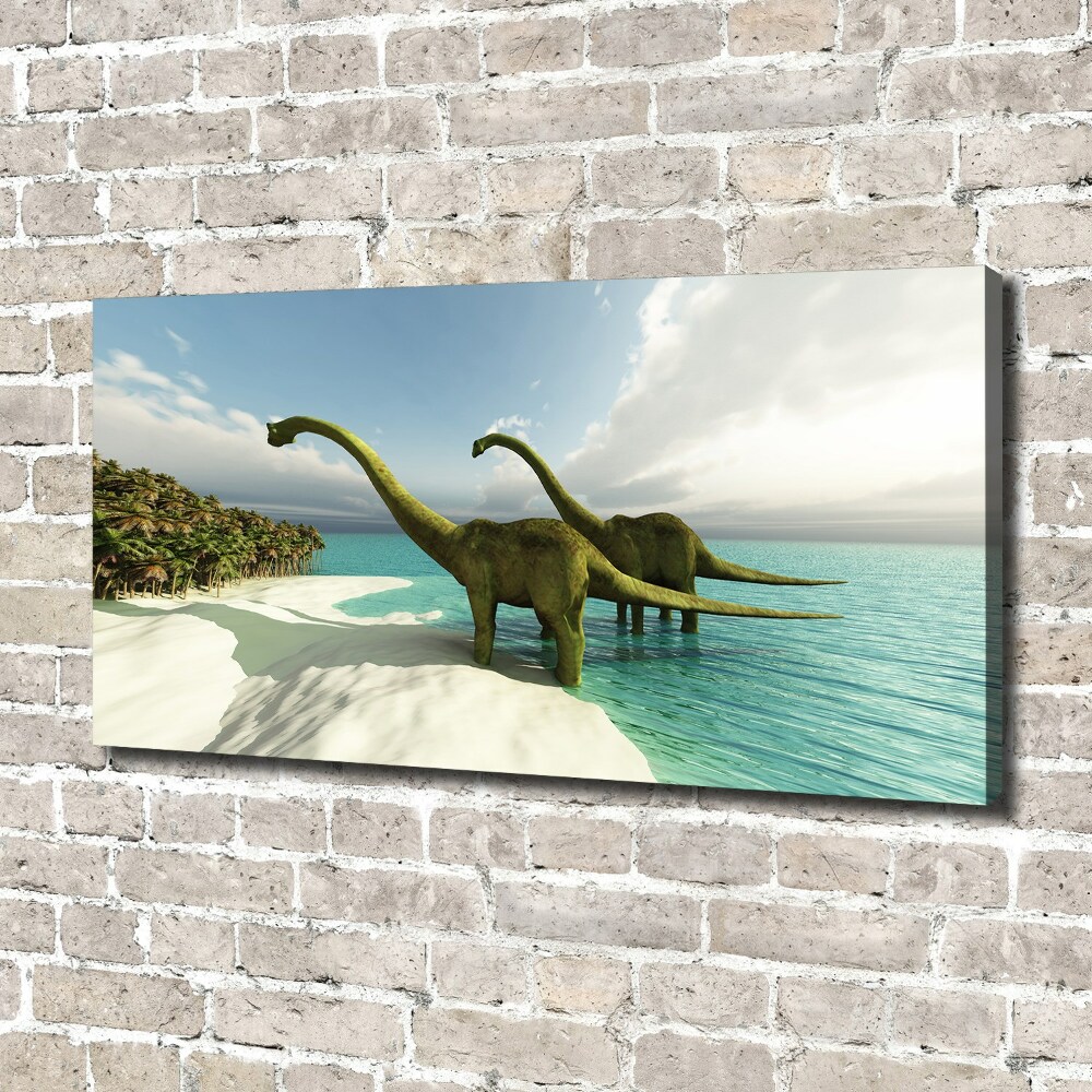 Large canvas wall art Dinosaurs on the beach