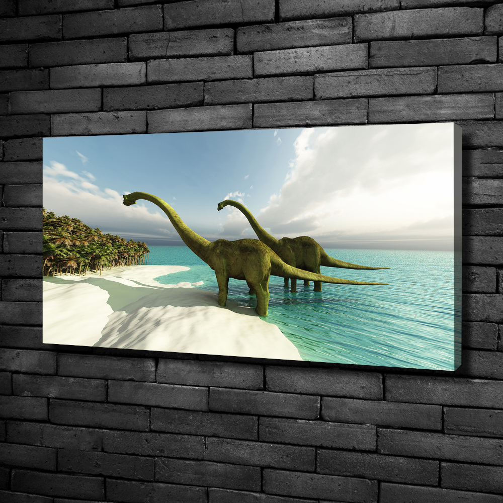 Large canvas wall art Dinosaurs on the beach