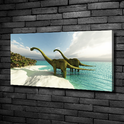 Large canvas wall art Dinosaurs on the beach